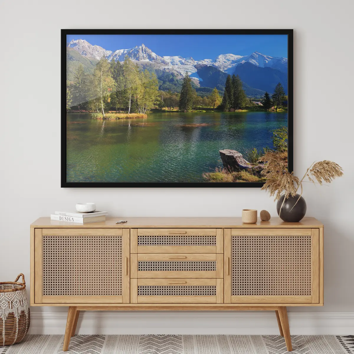 Poster Rustig meer omringd door majestueuze bergen f08443