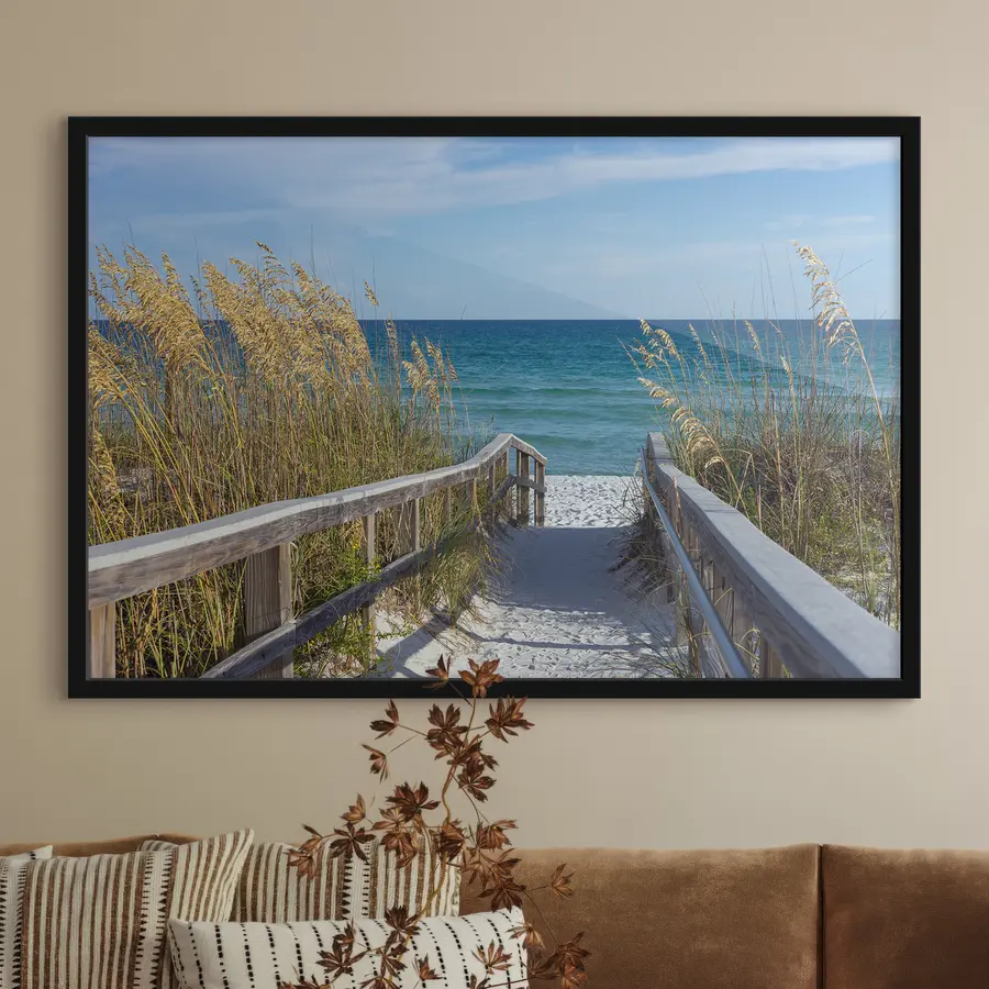 Fotobehang Weg naar een rustgevend uitzicht op de oceaan f08222