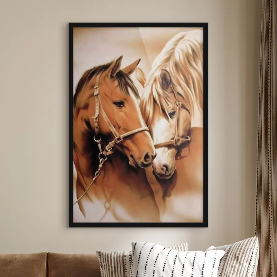 Fotobehang Majestueuze paarden in een tedere omhelzing f03697