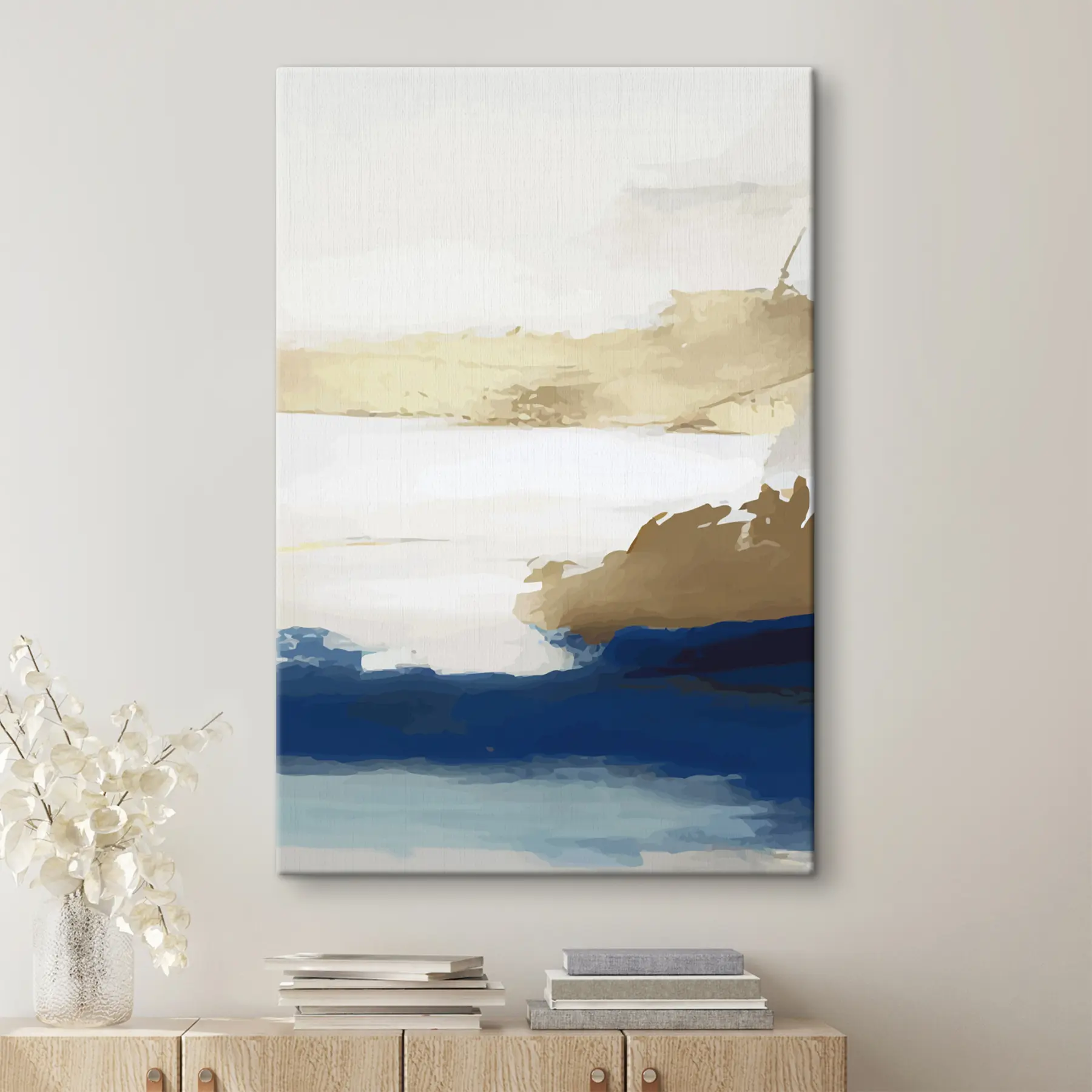  Schilderijen Lichte abstractie met blauwe accenten s36622