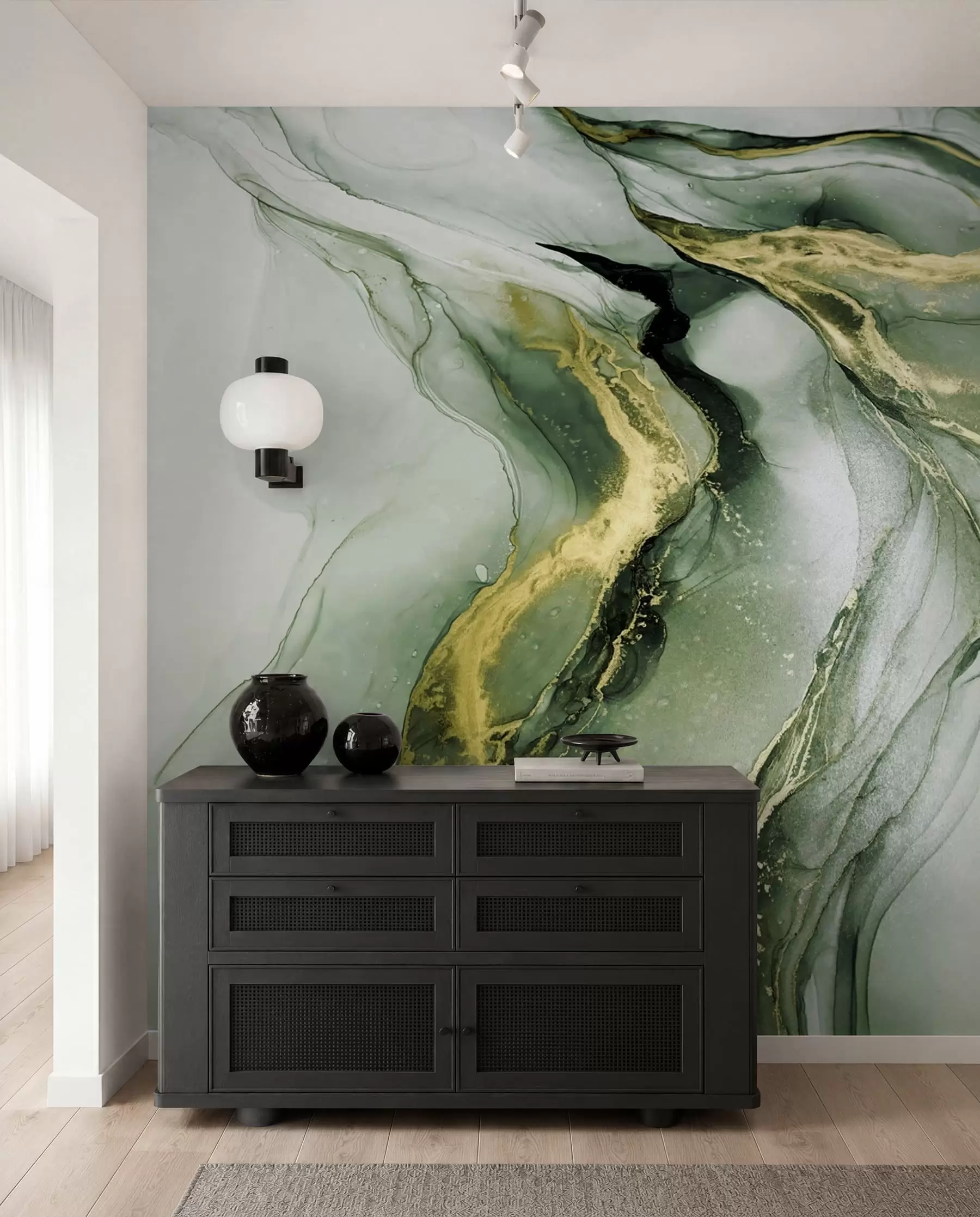 Fotobehang Groen marmer u18250v2