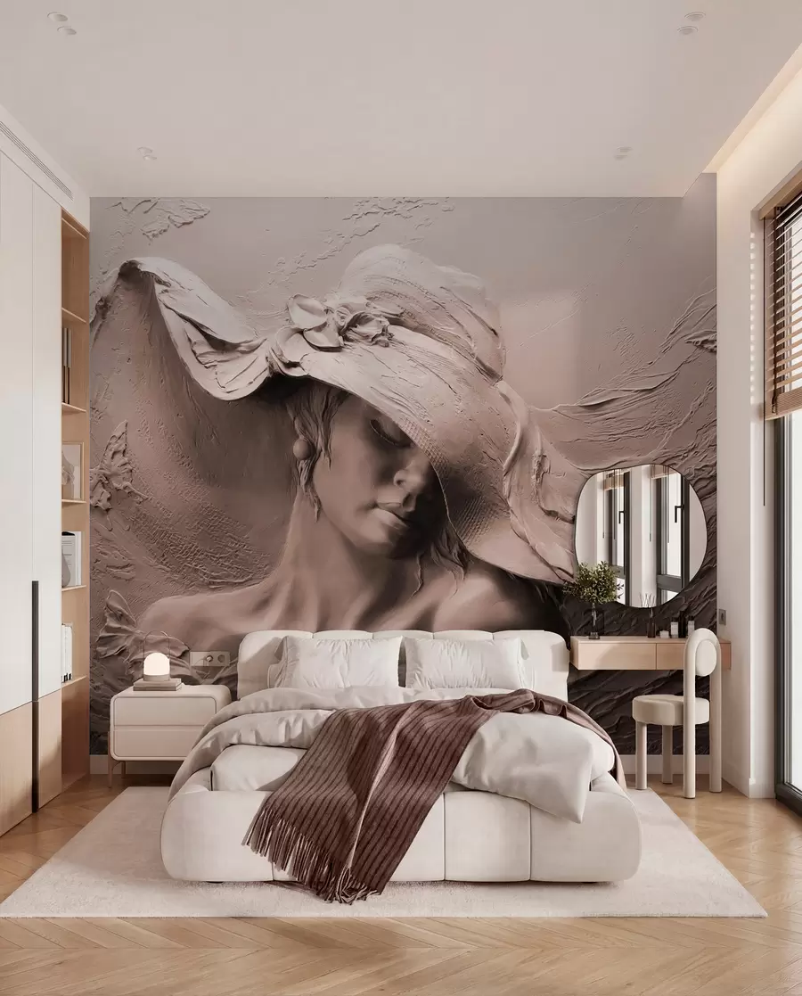 Fotobehang Gebeeldhouwde dame in roze u62592v1
