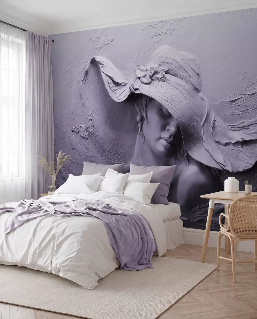 Fotobehang Vrouw met hoed 3D u62592v3