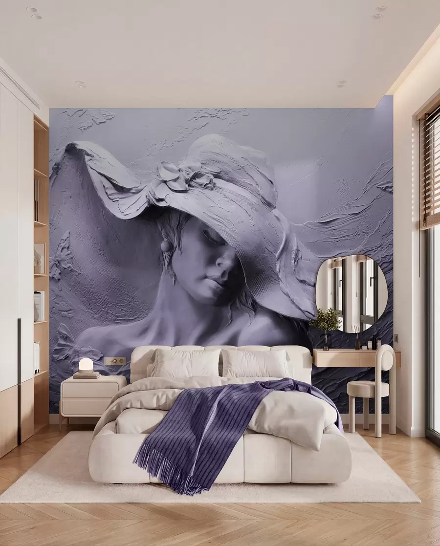 Fotobehang Vrouw met hoed 3D u62592v3