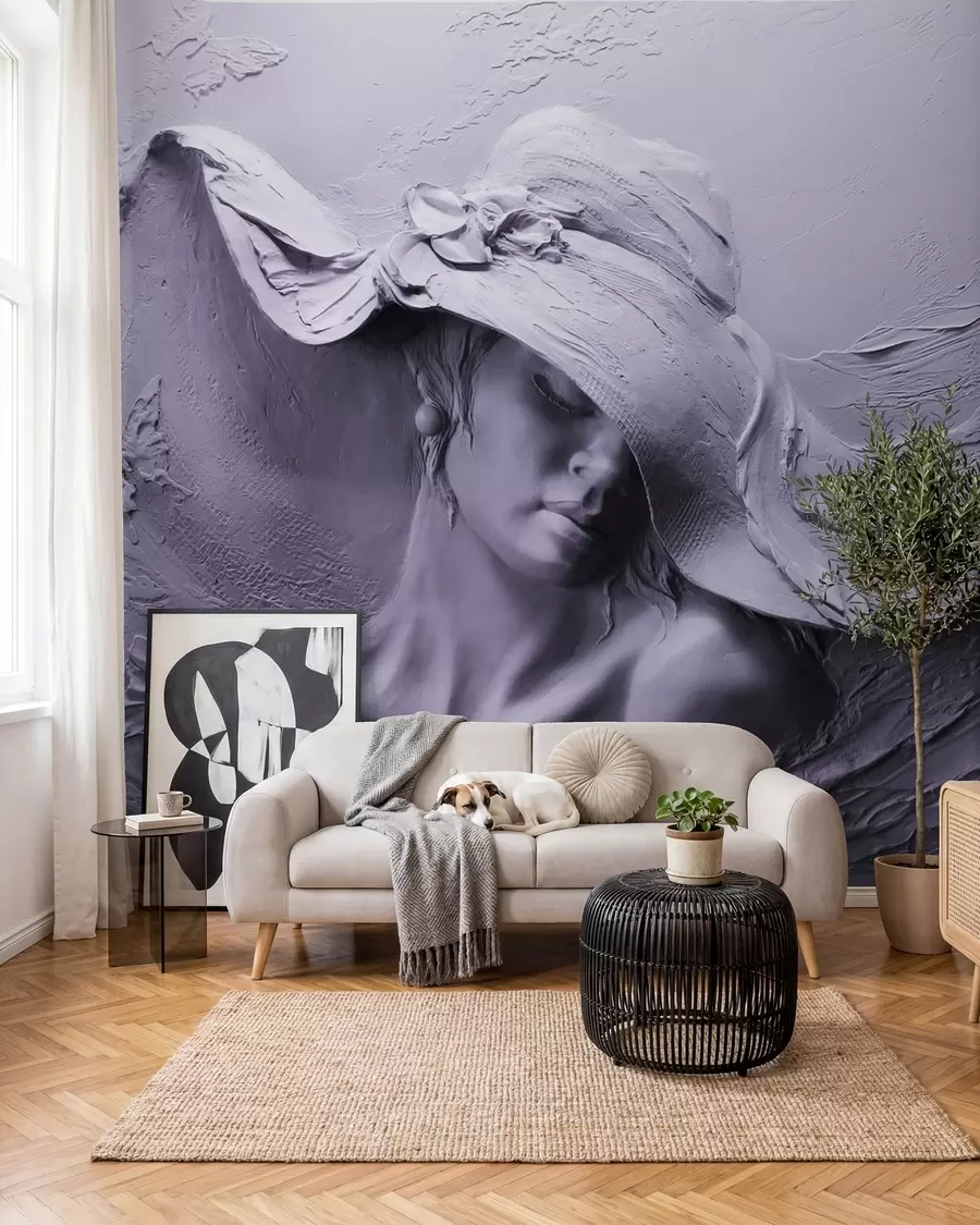 Fotobehang Vrouw met hoed 3D u62592v3