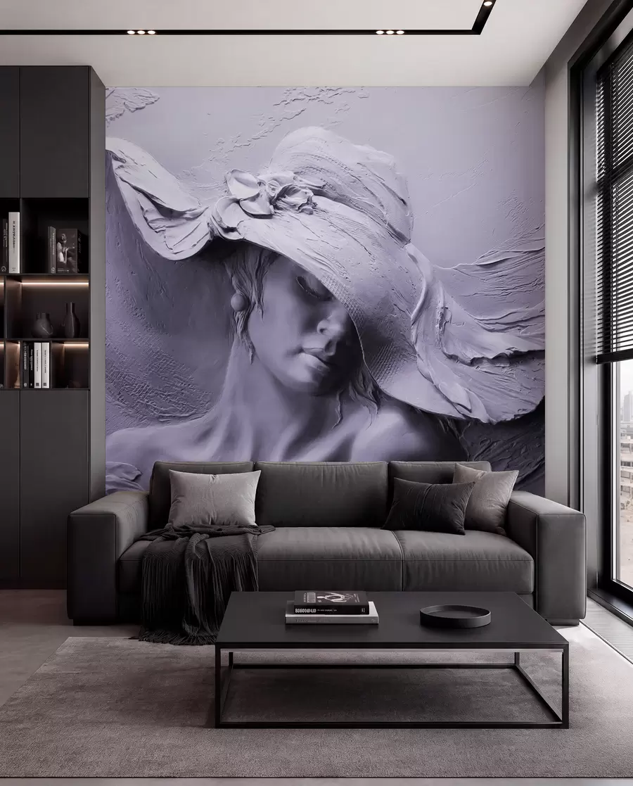 Fotobehang Vrouw met hoed 3D u62592v3