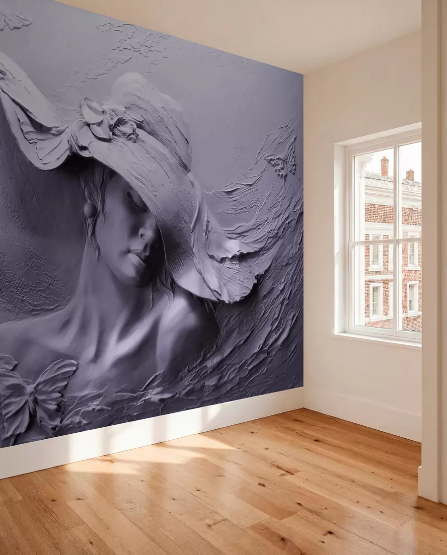 Fotobehang Vrouw met hoed 3D u62592v3
