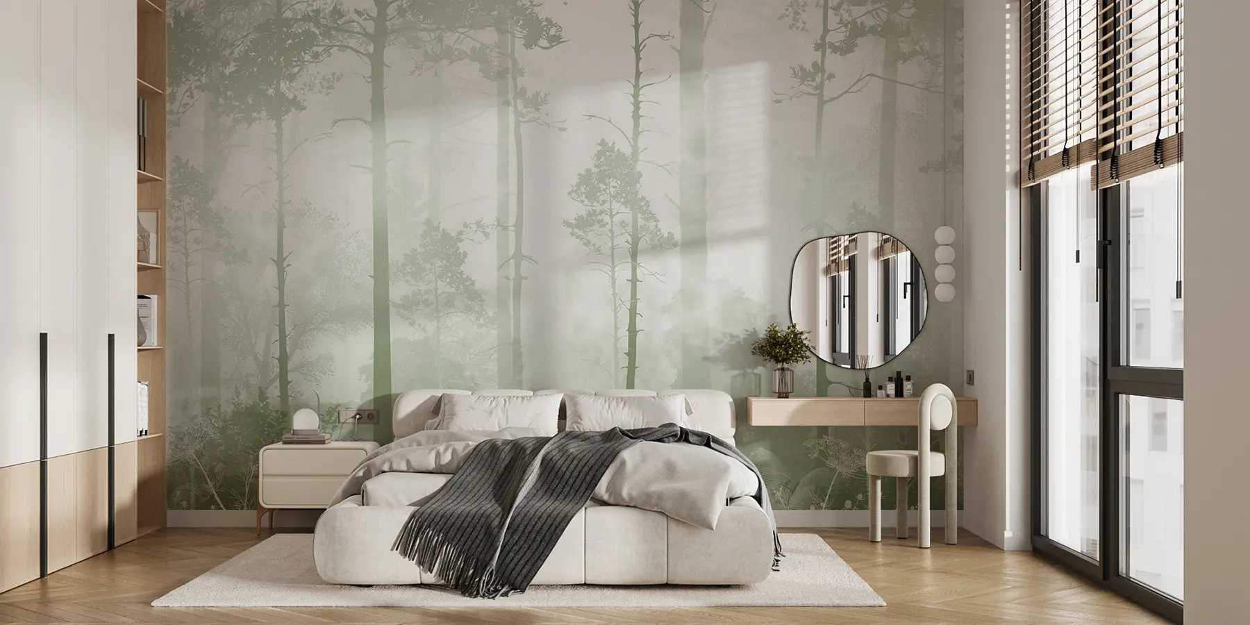 Fotobehang Het bos in de mist u94439v2