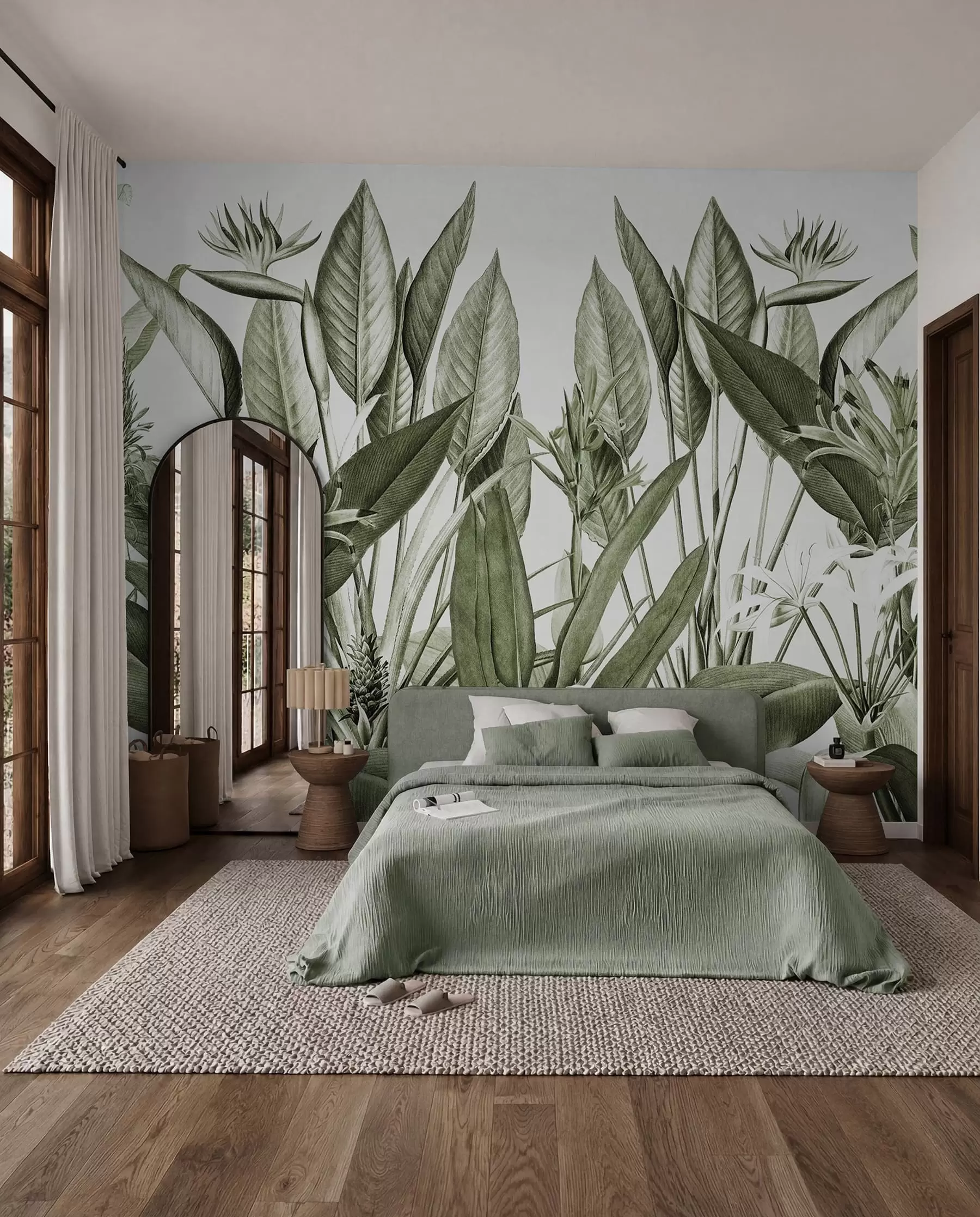 Fotobehang Tropische planten jungle groene kleur u96833v2