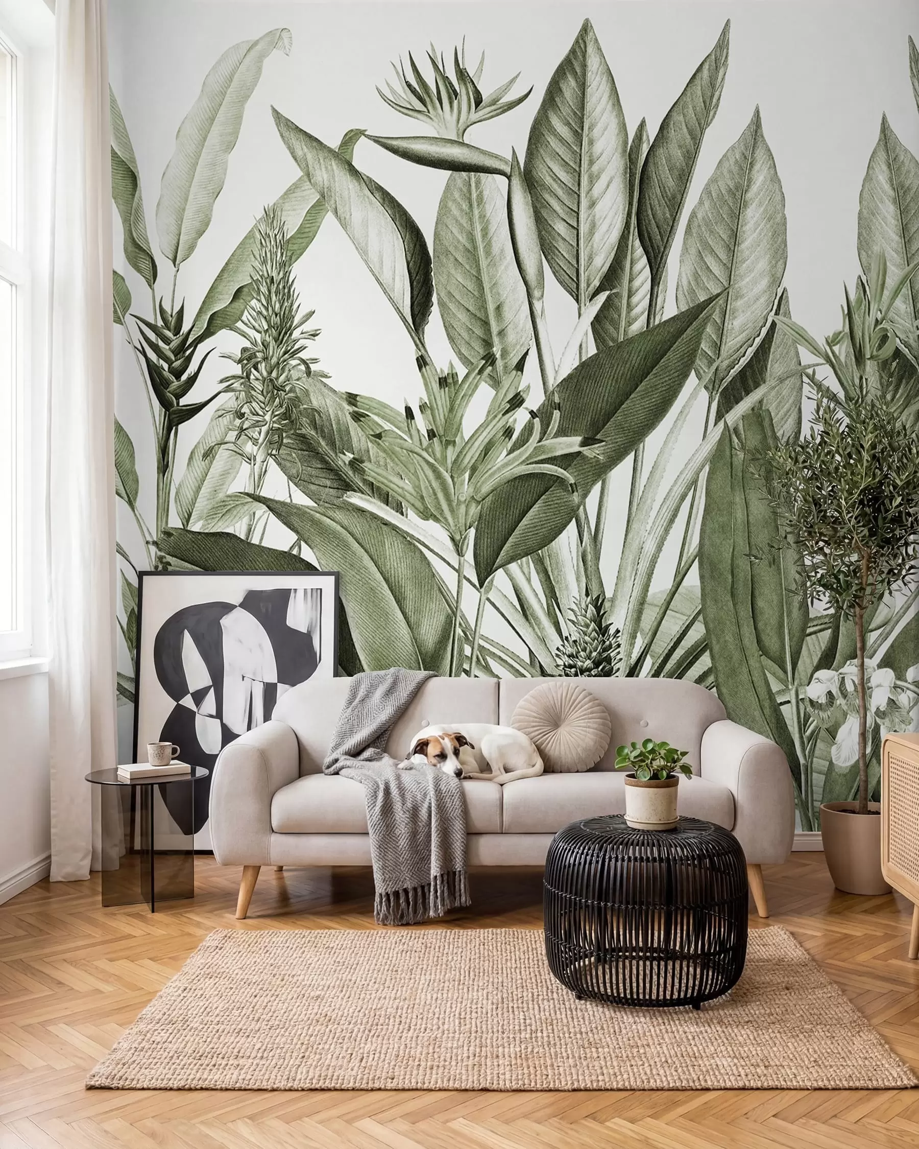 Fotobehang Tropische planten jungle groene kleur u96833v2