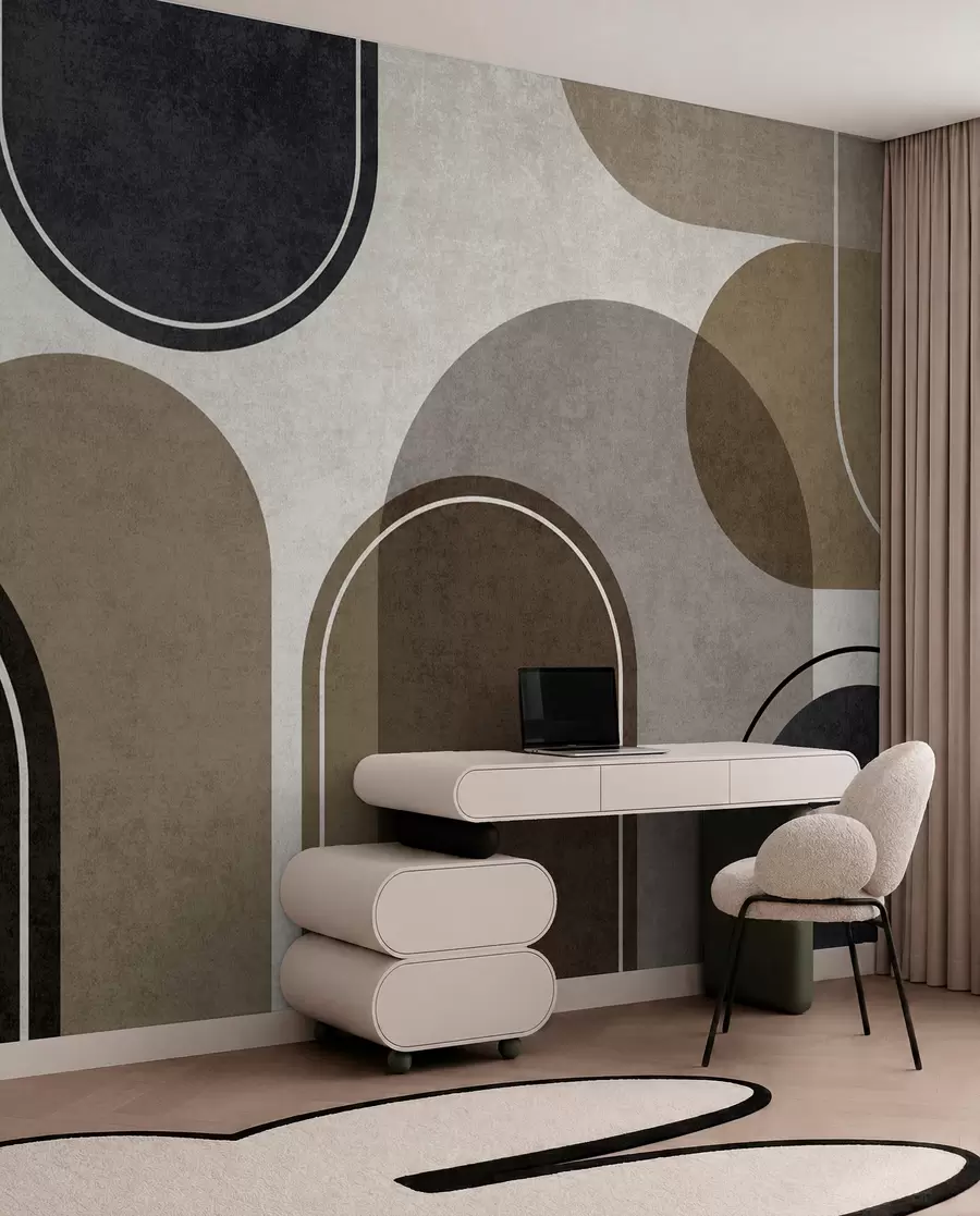 Fotobehang Geometrische bogen in beige kleur u99095