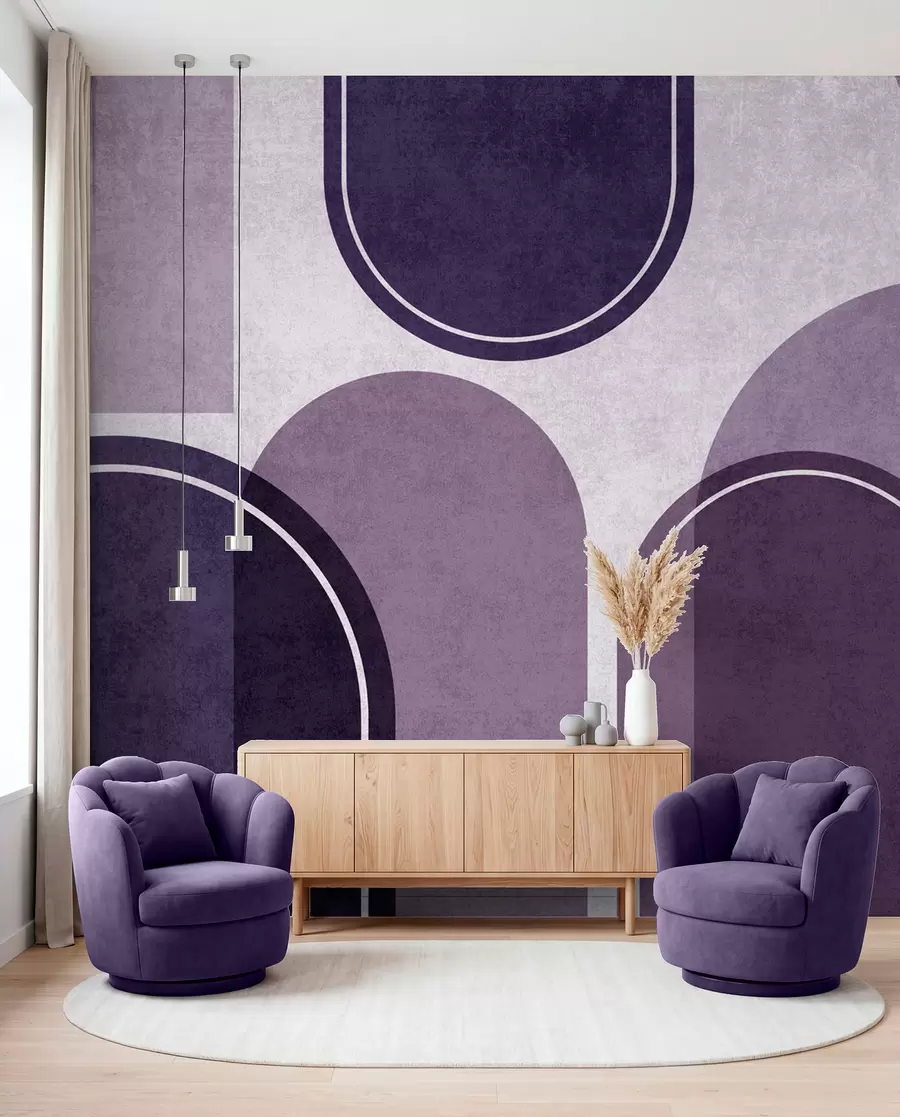 Fotobehang Geometrische bogen in paars u99095v4