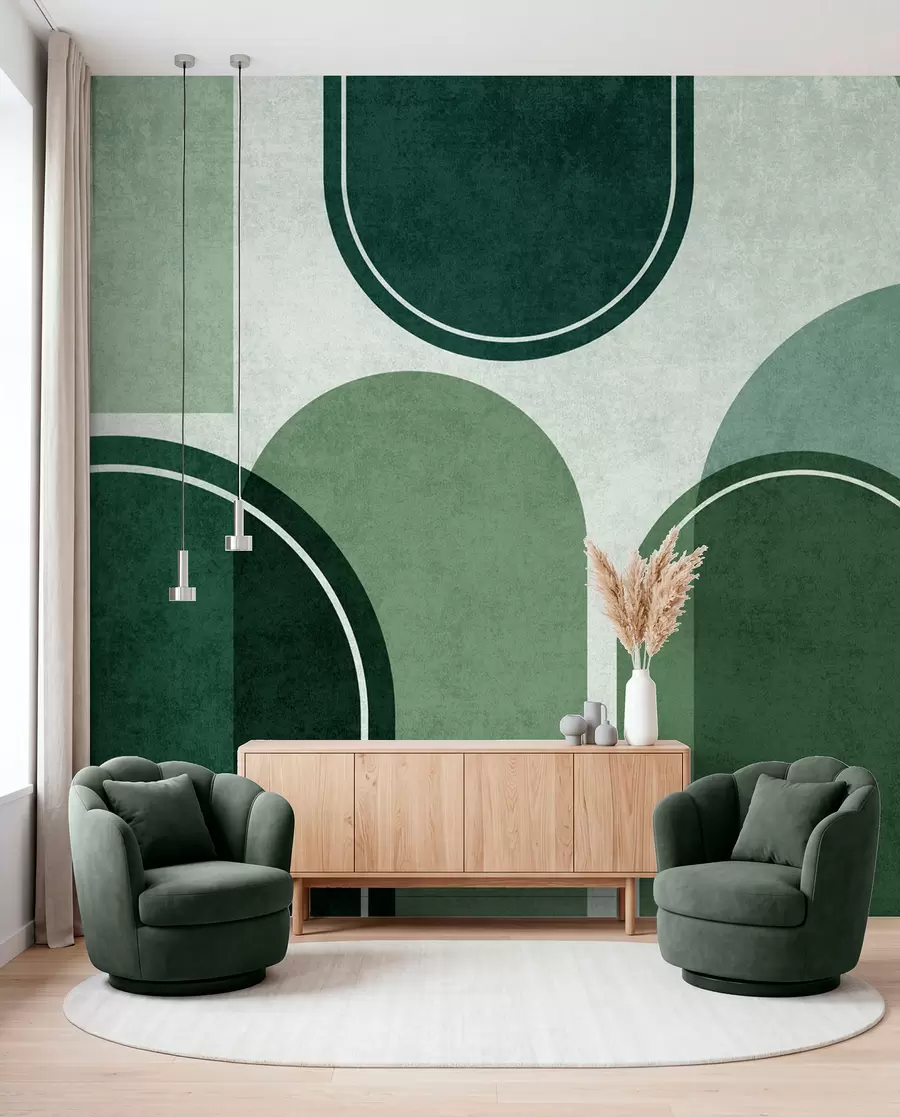 Fotobehang Geometrische bogen in groene kleur u99095v5