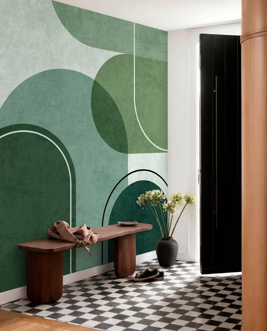 Fotobehang Geometrische bogen in groene kleur u99095v5