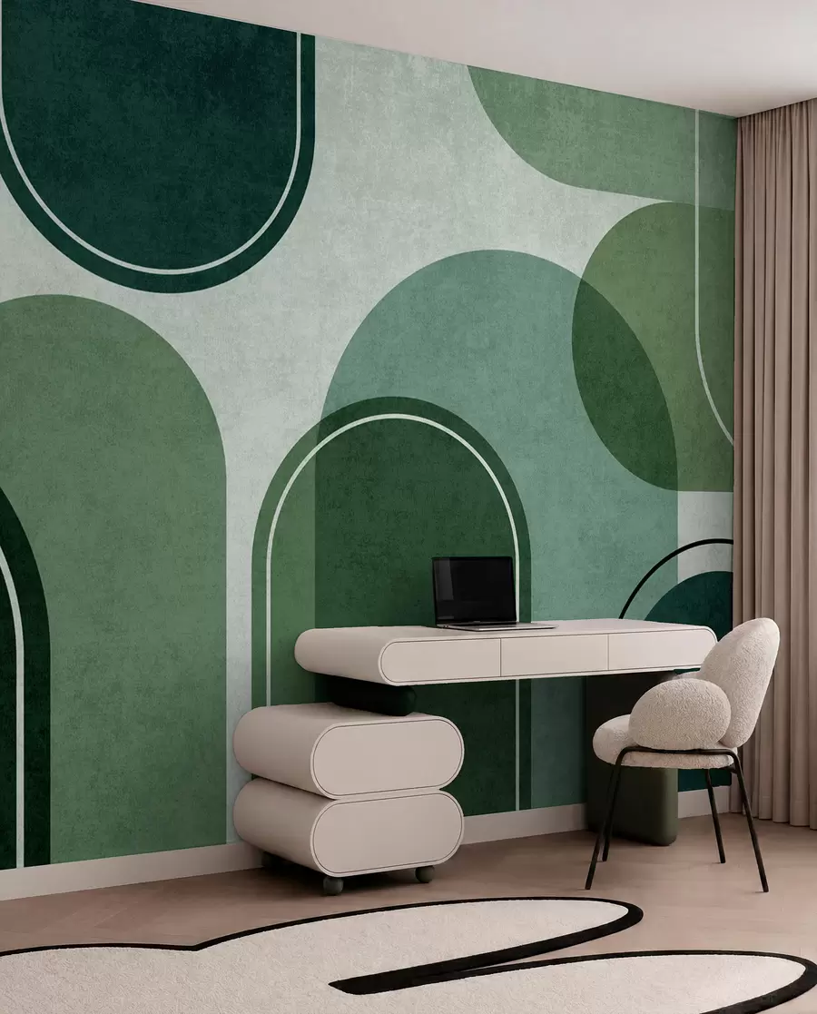 Fotobehang Geometrische bogen in groene kleur u99095v5