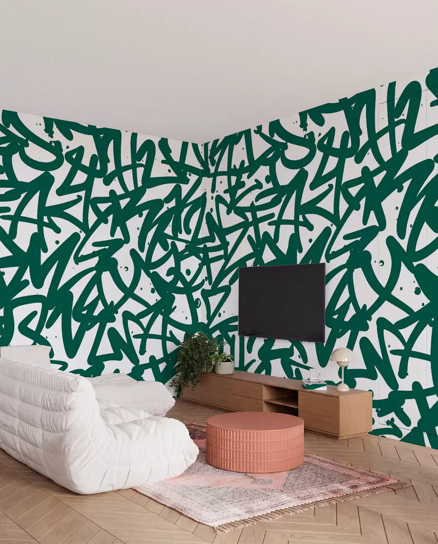 Fotobehang Graffiti Emoties: Groen u99087