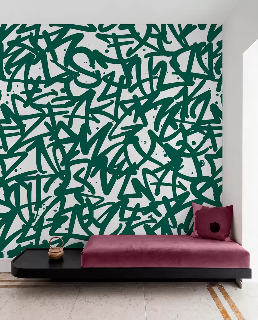 Fotobehang Graffiti Emoties: Groen u99087