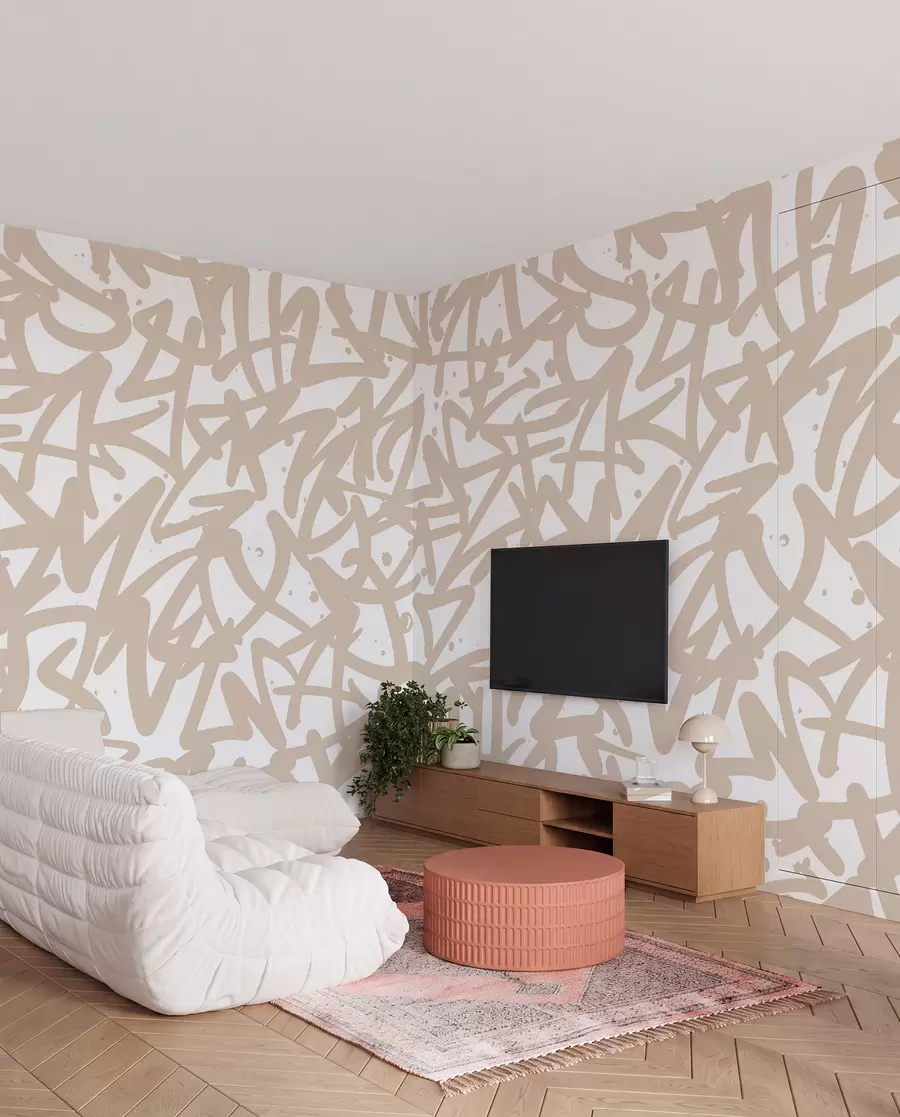 Fotobehang Graffiti Emoties: Beige u99087v1