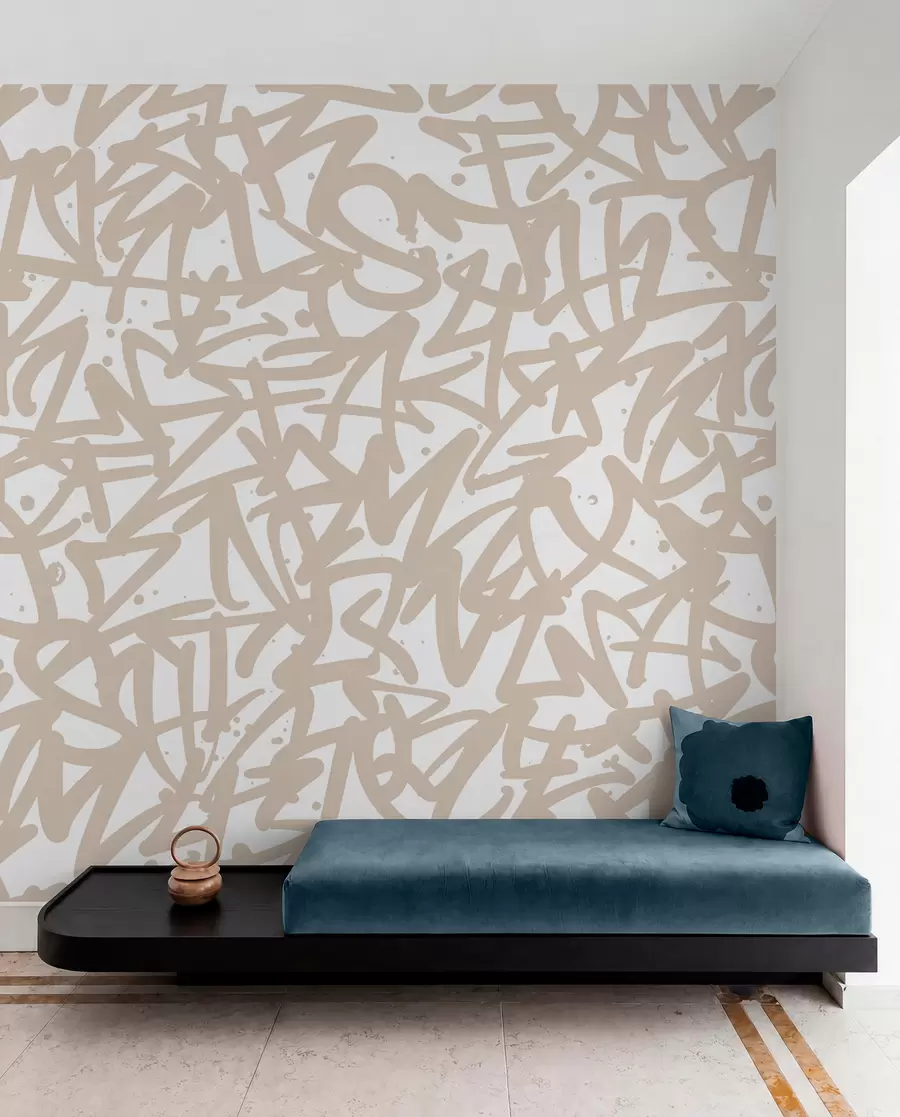 Fotobehang Graffiti Emoties: Beige u99087v1