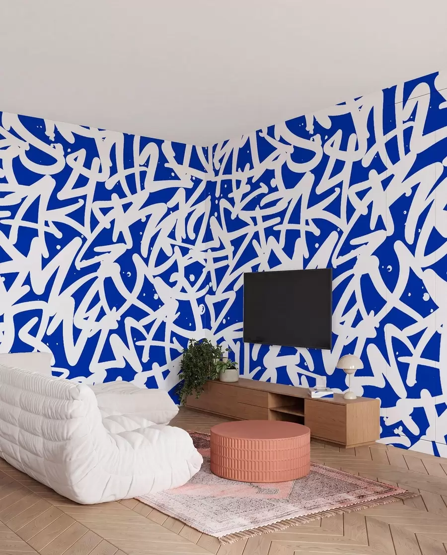Fotobehang Graffiti Emoties: Blauw u99087v2