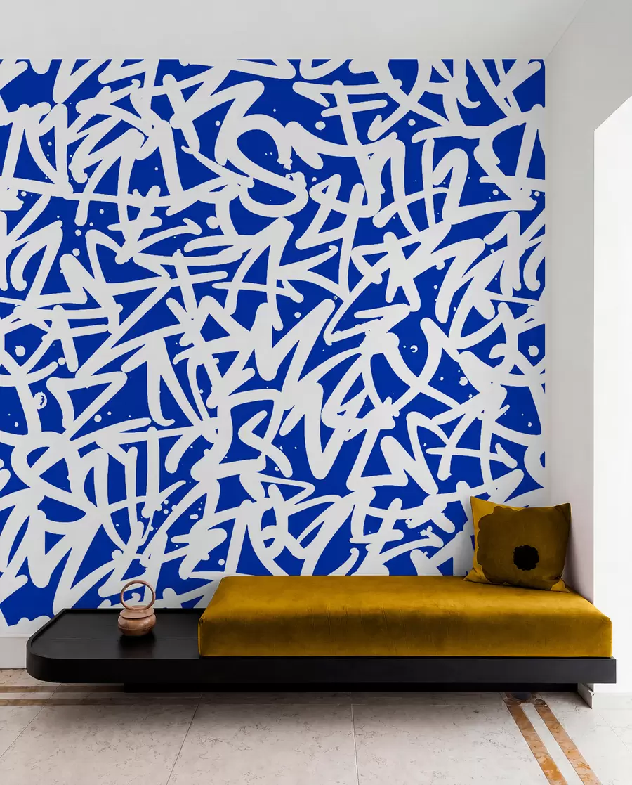 Fotobehang Graffiti Emoties: Blauw u99087v2