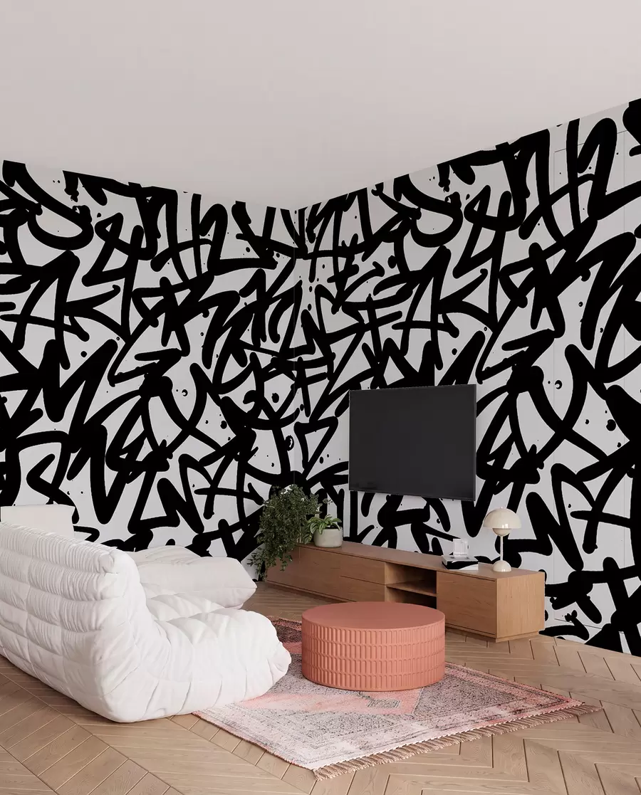 Fotobehang Graffiti Emoties: Zwart u99087v3