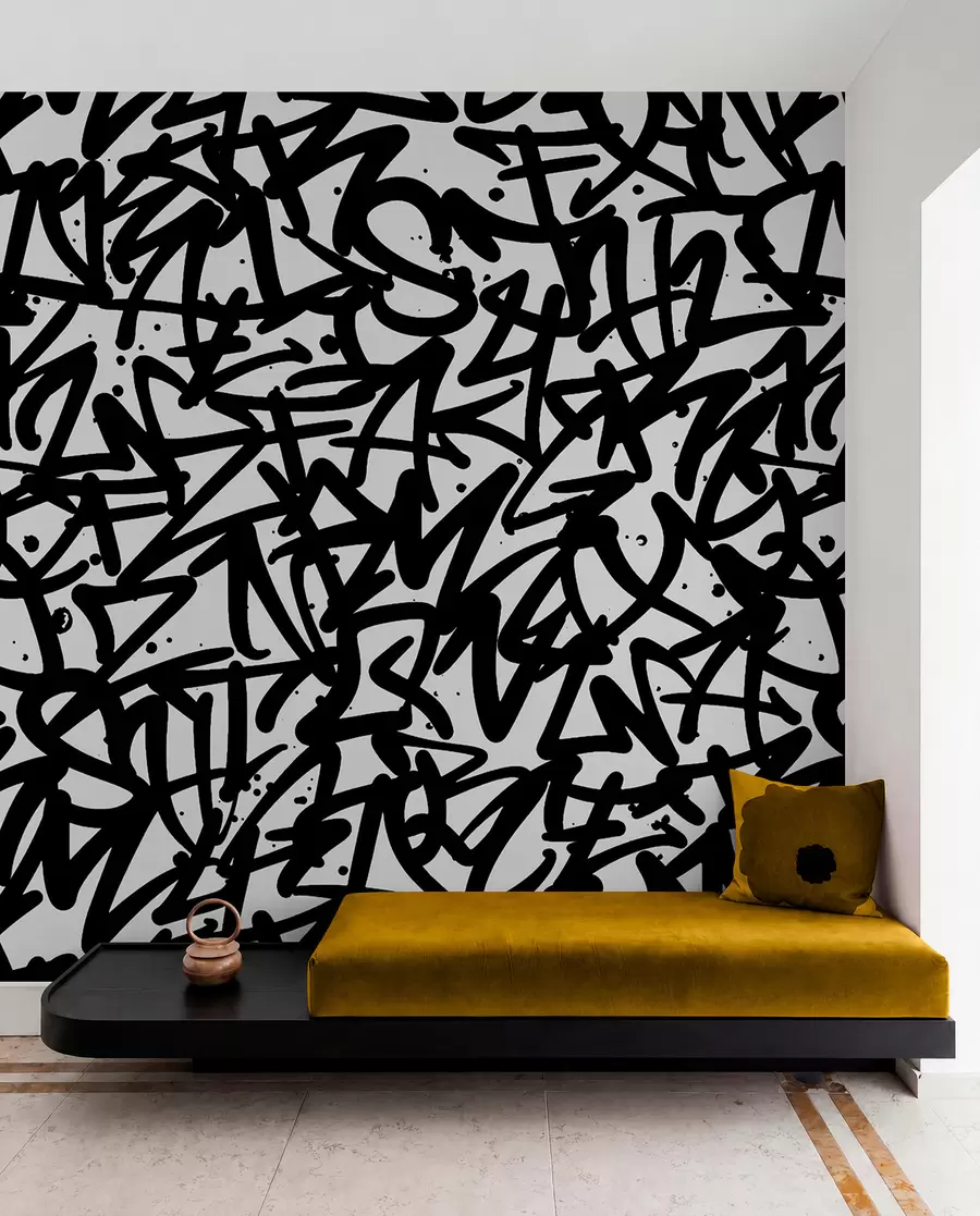Fotobehang Graffiti Emoties: Zwart u99087v3