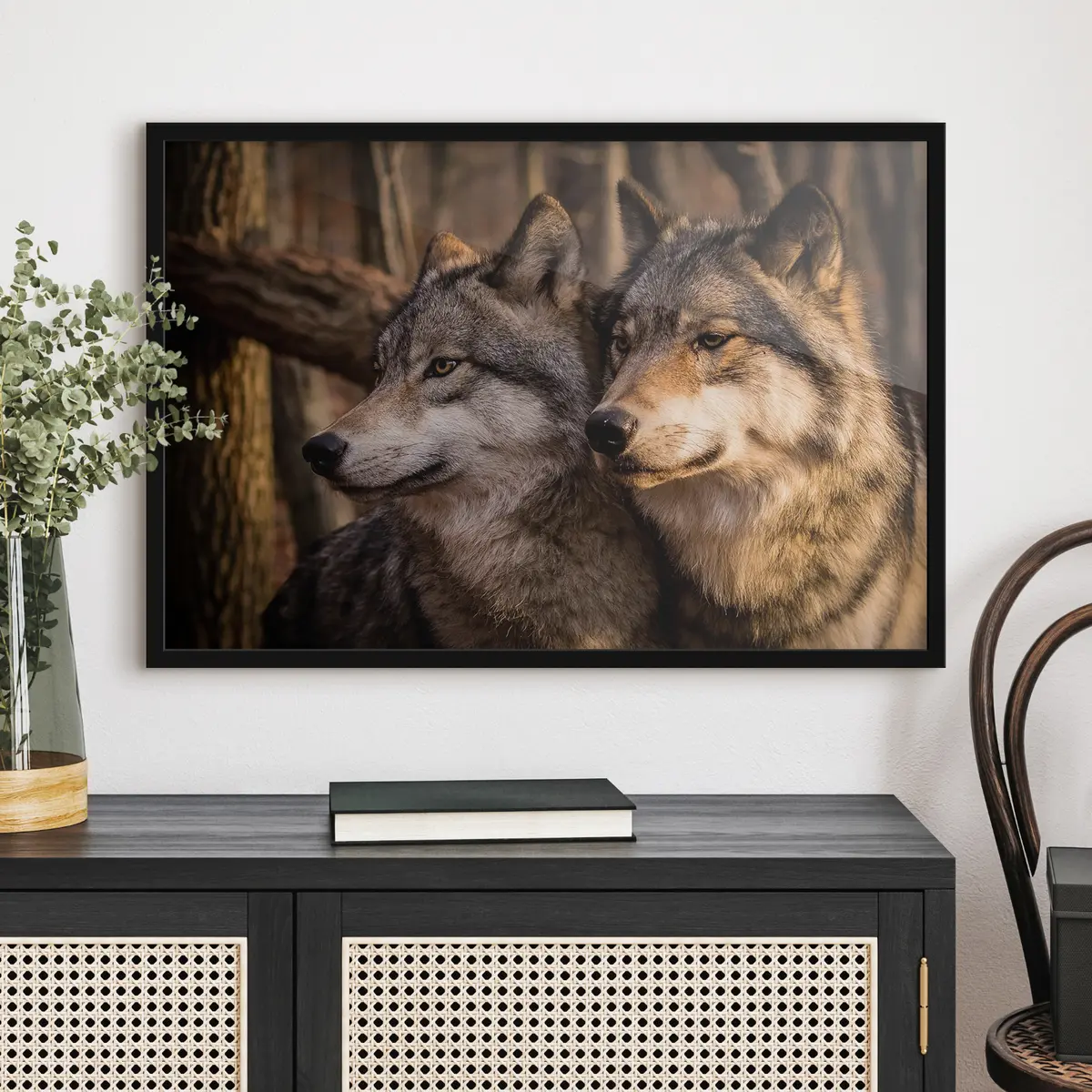 Poster Twee wolven in harmonie samen f15522