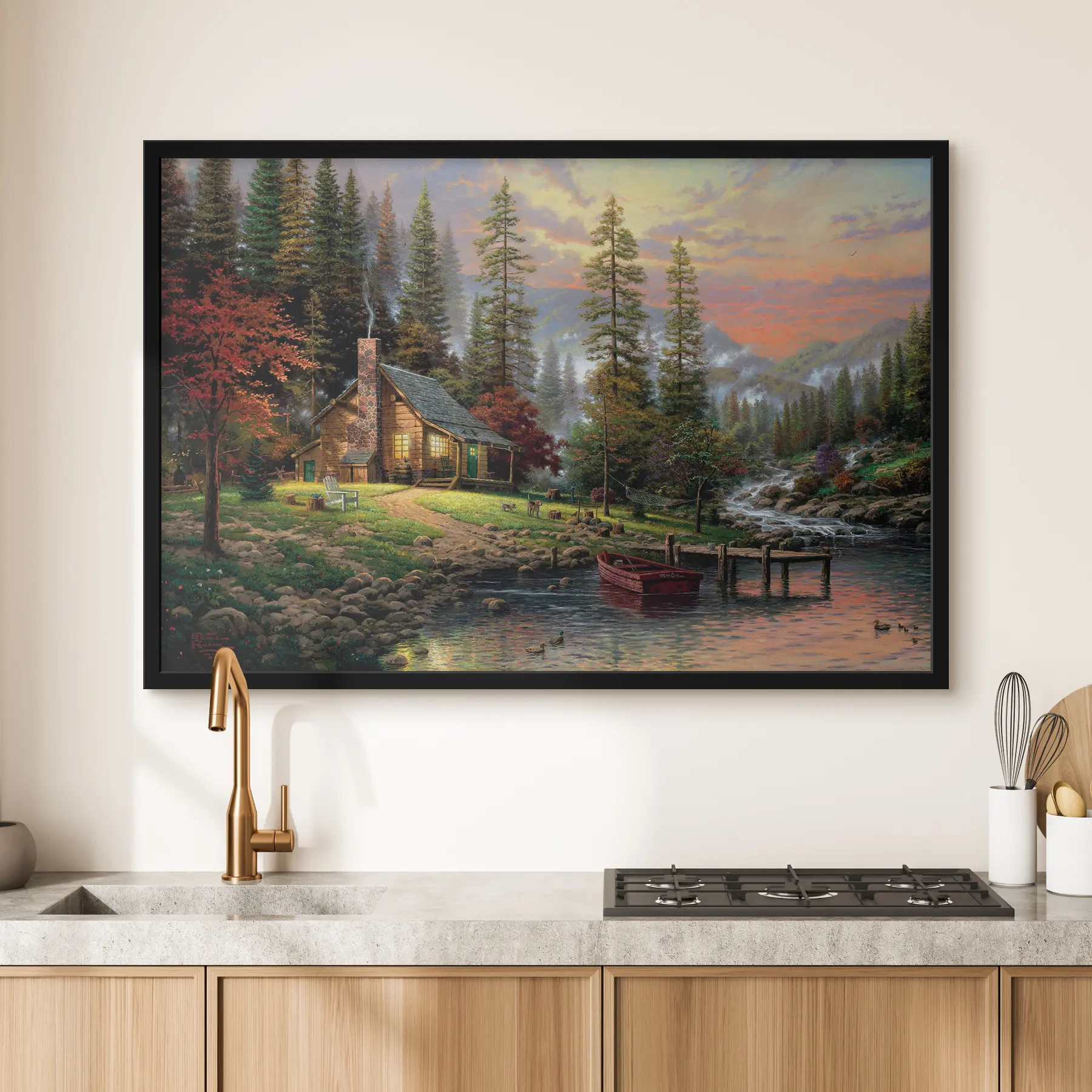 Fotobehang Rustige hut aan de vredige rivier f15556