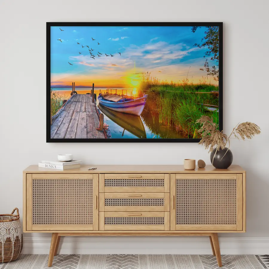 Fotobehang Serene zonsondergang op rustig water f17989