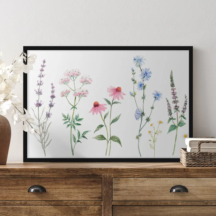 Papier peint photo Fleurs délicates dans de douces teintes d'aquarelle f34064