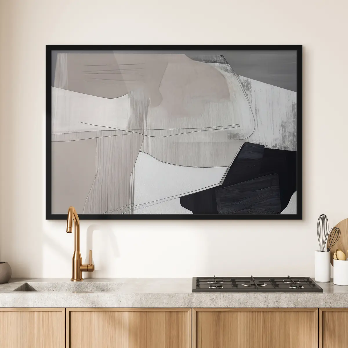 Poster Abstracte vormen in gedempte tinten f36039