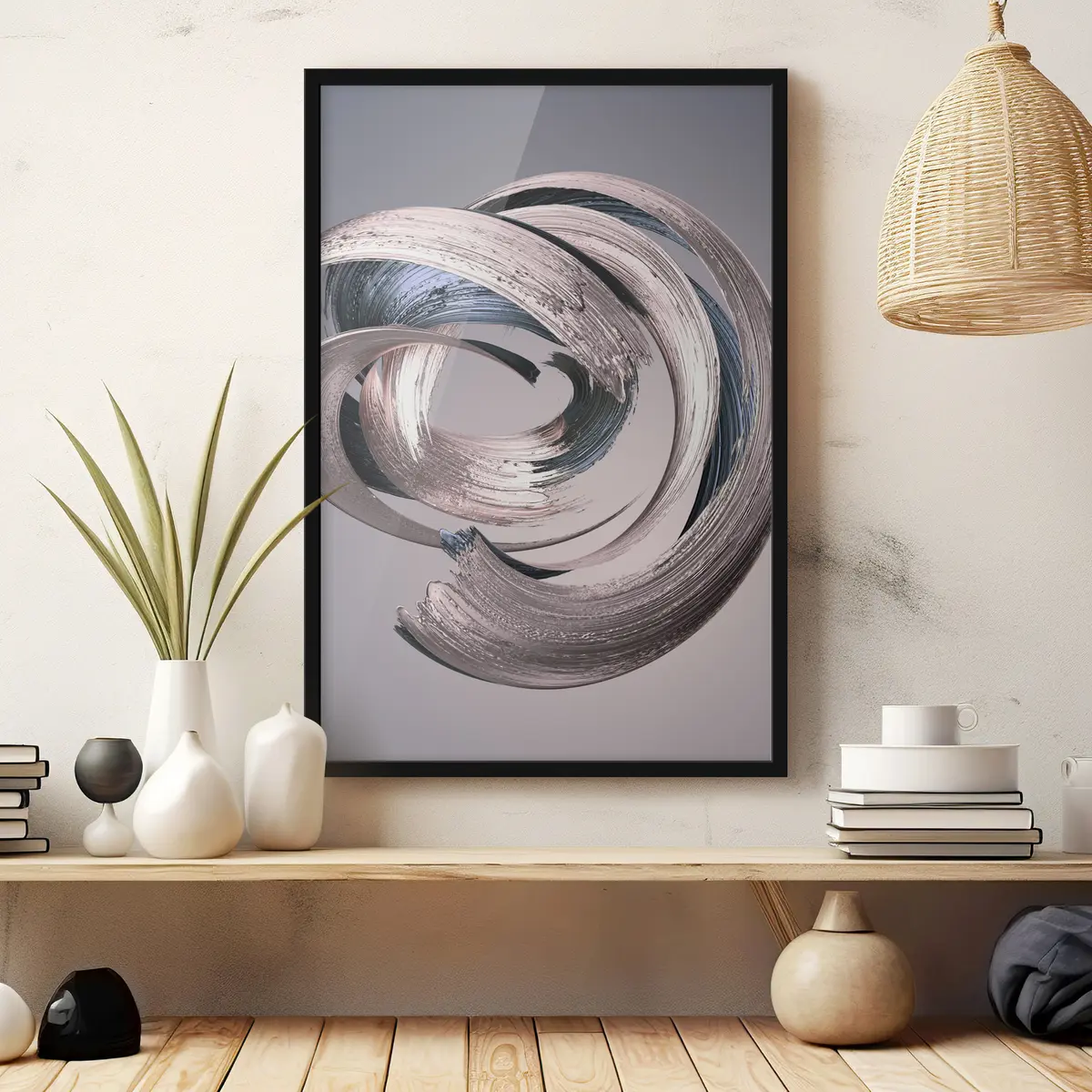 Poster Strak en vloeiend abstract ontwerp f01160