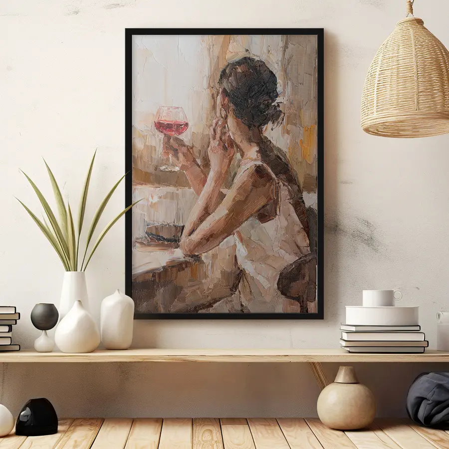 Fotobehang Nadenken over het leven met een drankje in de hand f34590