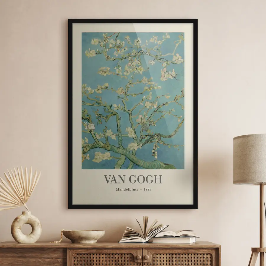 Papier peint photo Amandier en fleurs sur fond de ciel bleu f35610