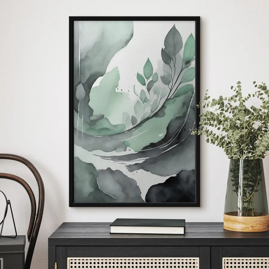 Fotobehang Elegante aquarelbladeren in zachte tinten f36502