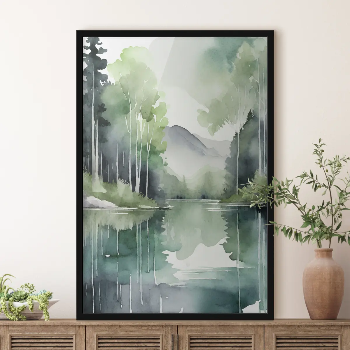 Poster Sereen landschap dat de schoonheid van de natuur weerspiegelt f36503