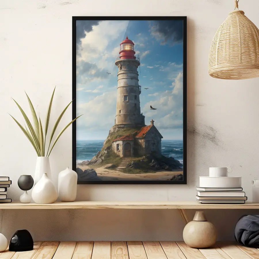 Papier peint photo Phare serein au bord de la mer f36448