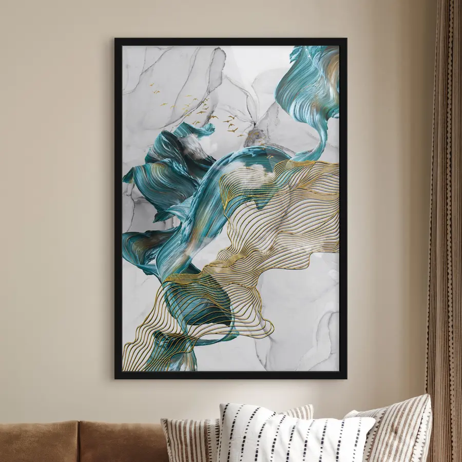 Fotobehang Dynamische golven van kleur en textuur f35797