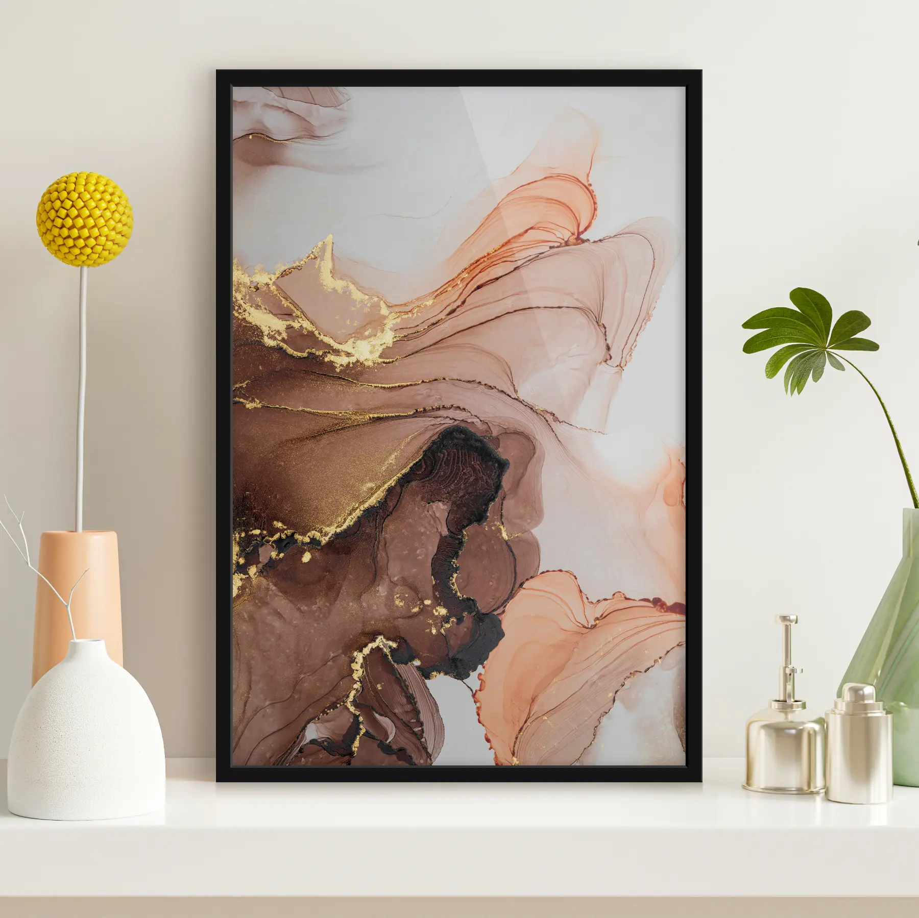 Fotobehang Abstracte golven in zachte aardetinten f36514