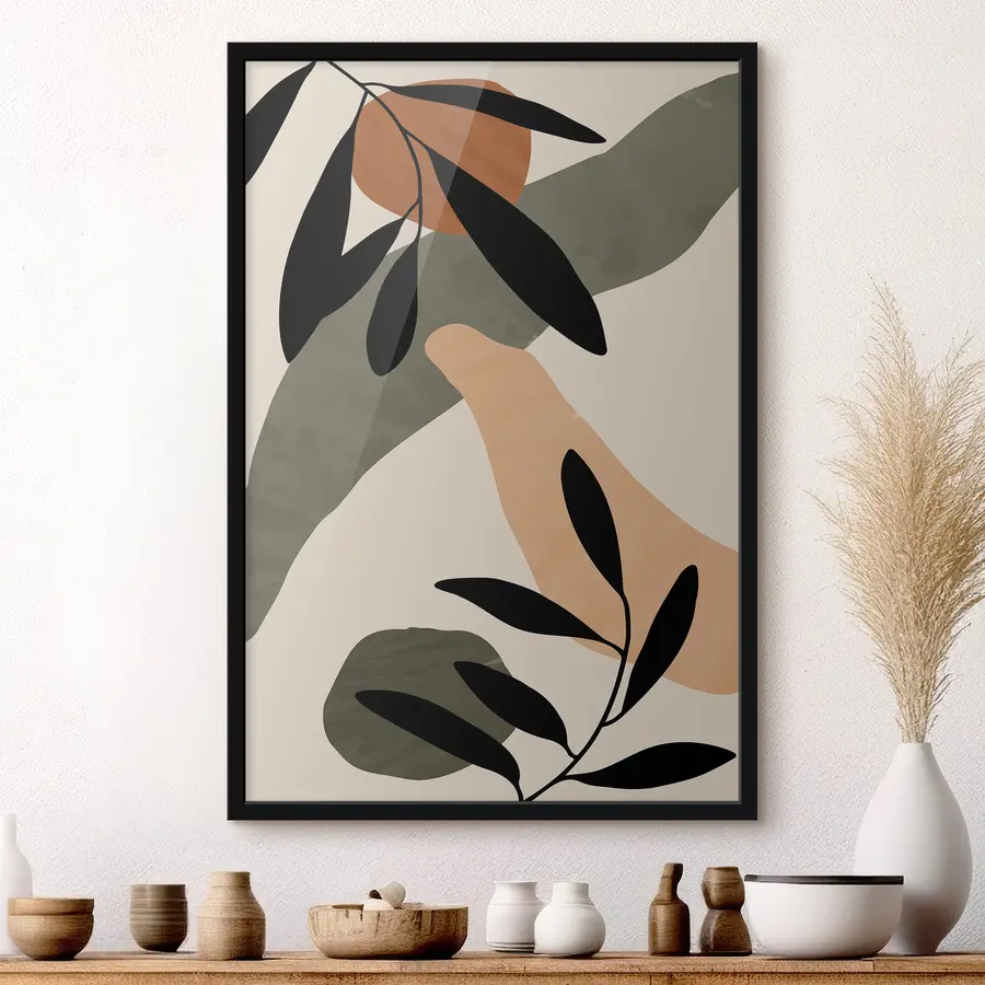 Papier peint photo Formes abstraites et feuilles en harmonie f36480