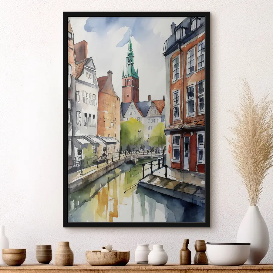 Papier peint photo Charmant canal dans une ville historique f36682