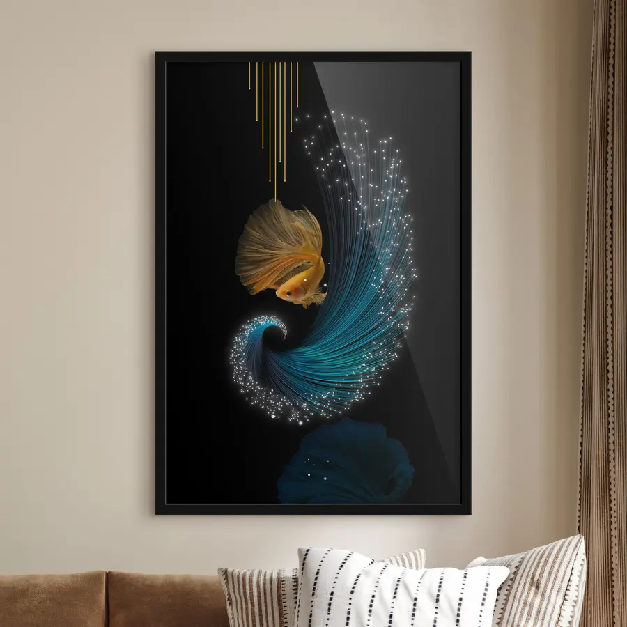  Peintures Un poisson dans un espace abstrait f02874