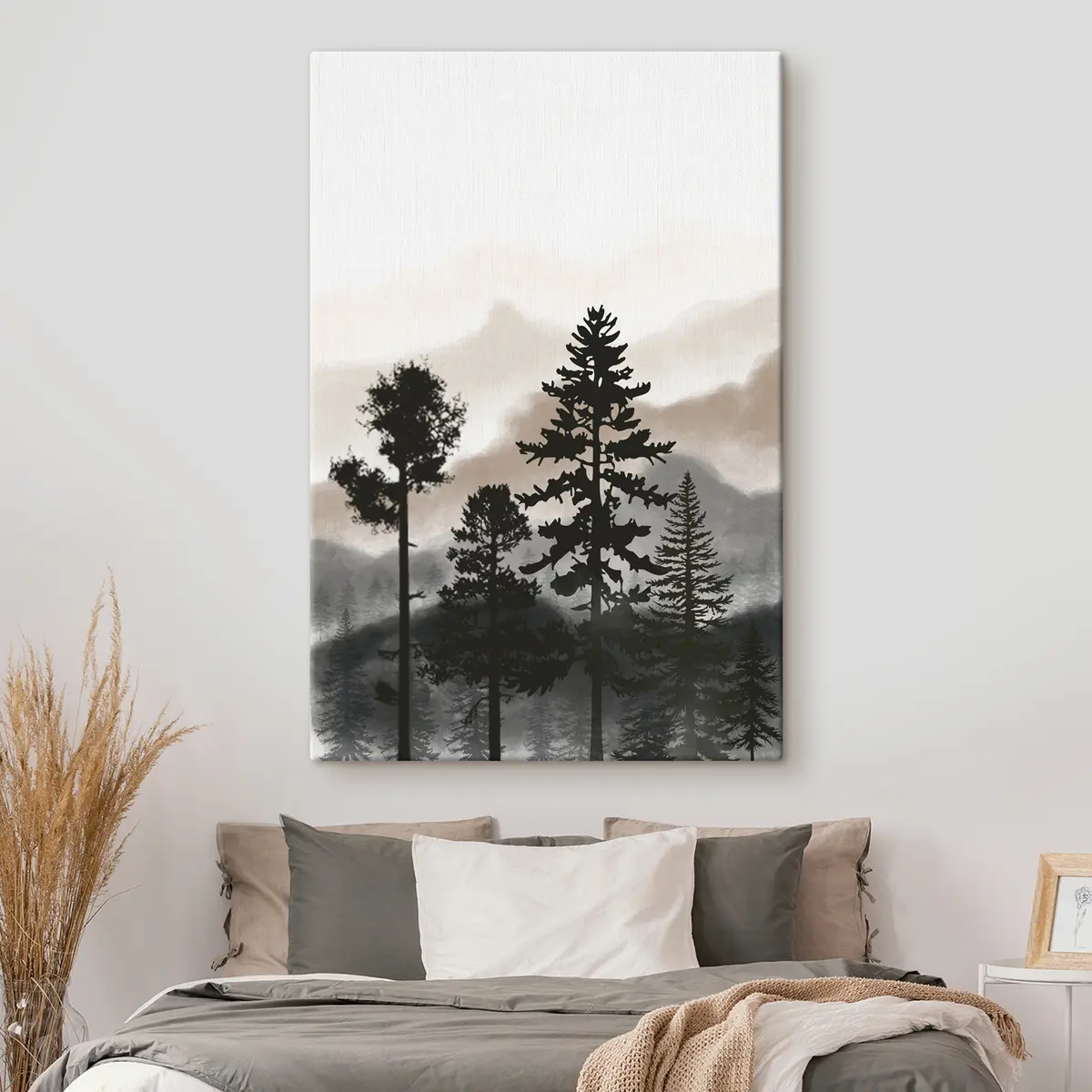  Peintures Silhouettes d'arbres dans un paysage brumeux s36605v1