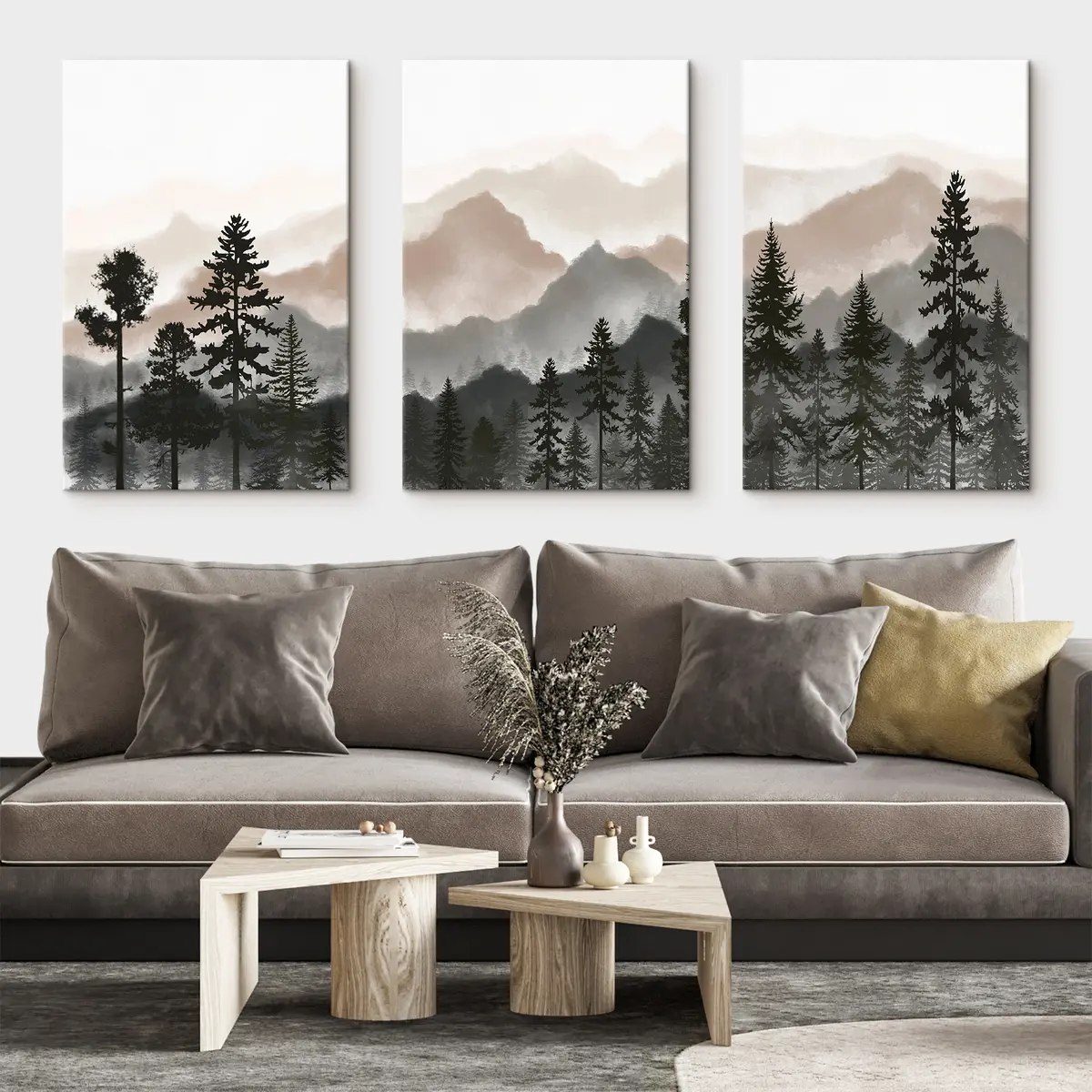  Peintures Paysage montagneux serein avec des arbres m00244v1