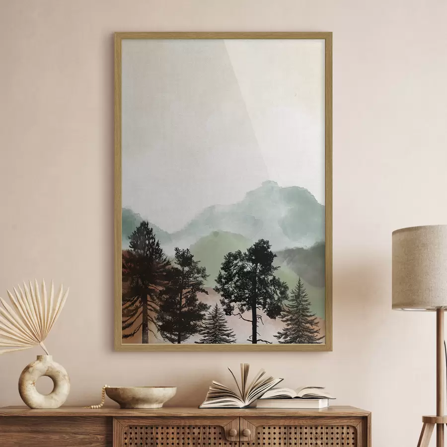 Fotobehang Serene bergen en rustige bomen f36603