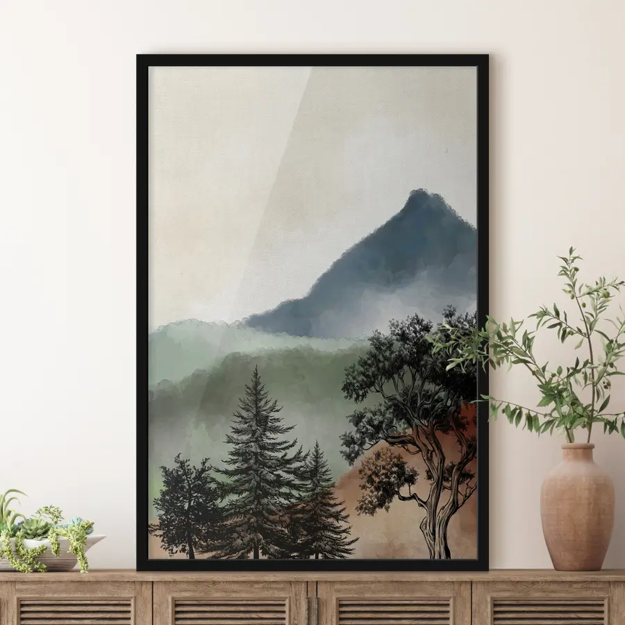 Fotobehang Sereen landschap met majestueuze bergen f36604