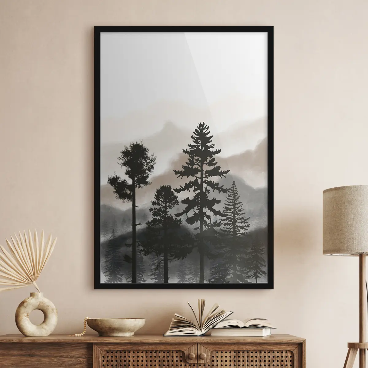 Affiche Montagnes brumeuses et silhouettes sombres f36605v1