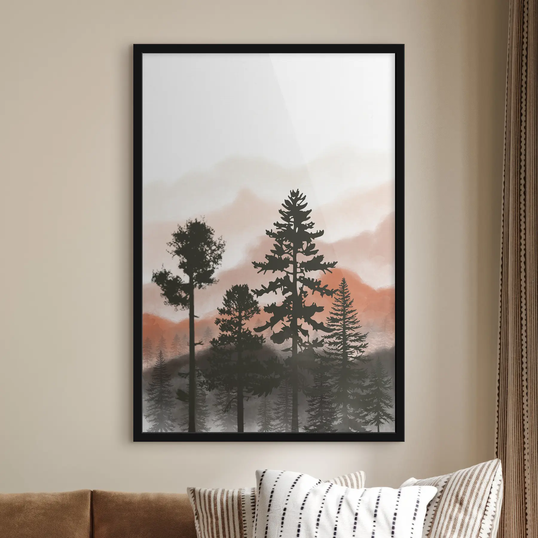 Papier peint photo Silhouettes d'arbres sur fond de ciel doux f36605v2