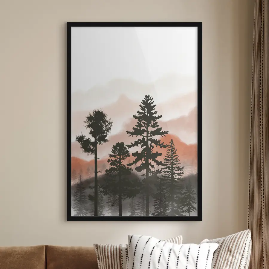 Fotobehang Silhouetten van bomen tegen een zachte lucht f36605v2